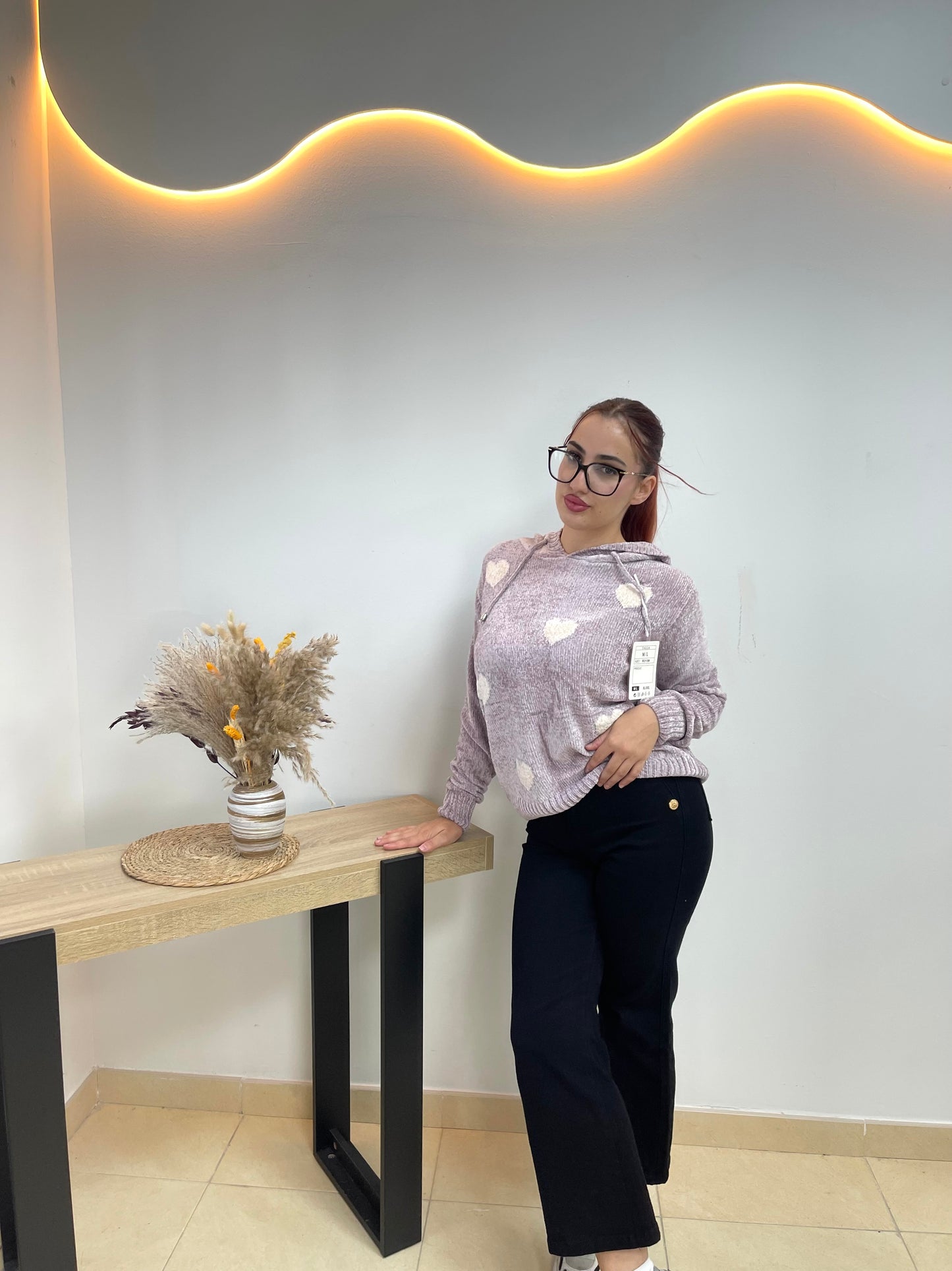 Sudadera corazón chinilla