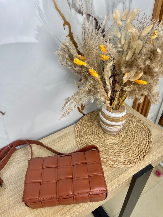Bolso camel cuadros